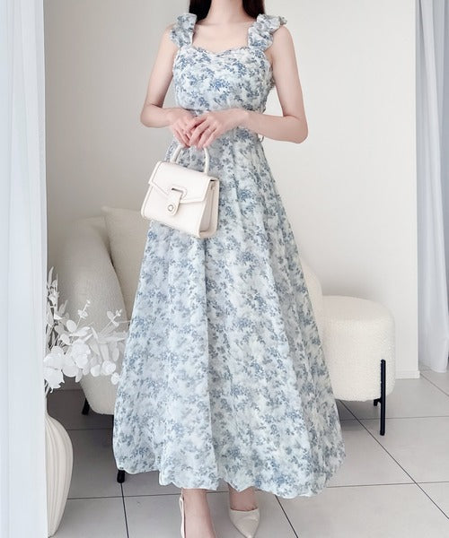 【mily bilet】存在感抜群の主役級item。花柄シフォンバルーンキャミワンピース mi1139045