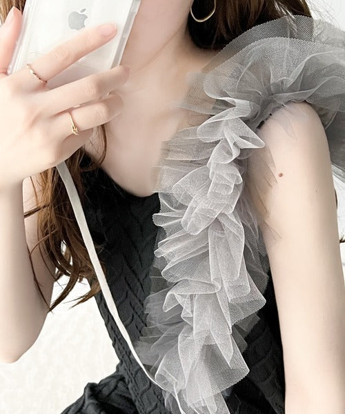 【mily bilet】コーデのアクセントに。チュールフリルショルダー携帯ストラップ mi1149054