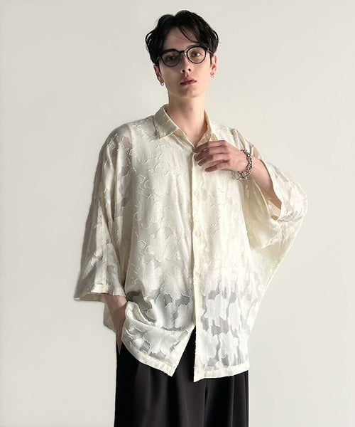 Sheer Jacquard Dolman Sleeve Shirt／フラワー柄シアージャカードドルマンシャツ co1150008