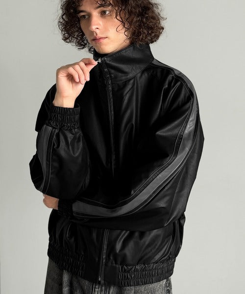 【Classical Origin】High-Neck Leather Track Jacket／ハイネックレザートラックジャケット co1150040