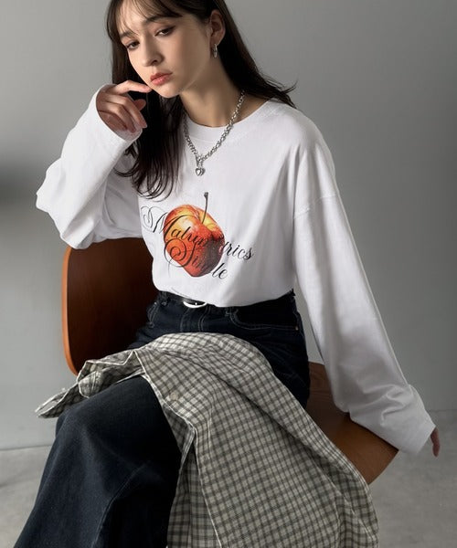 《JaVaジャバコラボ》綿100% フレッシュに、スタイリッシュに。アップルメッセージTシャツ（長袖） jo1150069