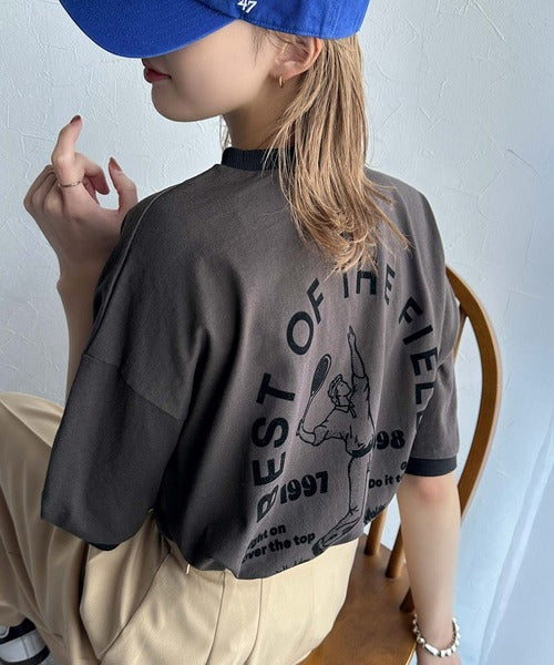 ゆるっとカジュアルに。半袖リンガーフロッキーテニスTシャツ ce1020214