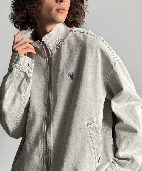 【Classical Origin】Vintage-Washed High-Neck Denim Jacket／ヴィンテージ加工ハイネックデニムジャケット co1010029