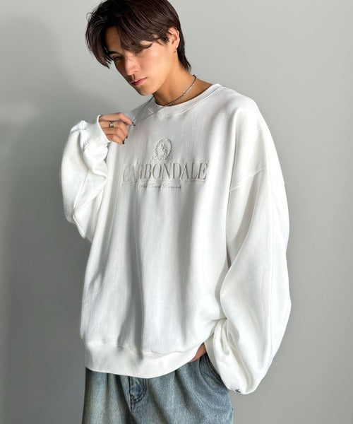 【Classical Origin】刺繍カレッジロゴ裏起毛スウェット／Embroidered College Logo Fleece Sweatshirt ao1330040
