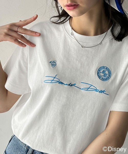 大人女子必見！　綿100％「ディズニー」サイン風刺繍Tシャツ（半袖） ce1330037