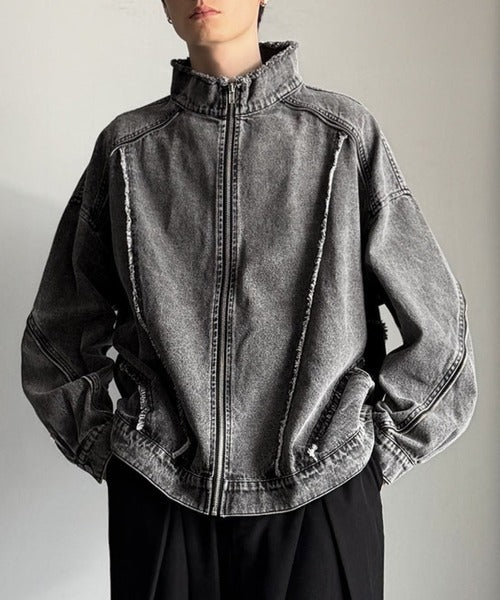【Classical Origin】「都会的スタイル。」綿100%ヴィンテージ加工フリンジデニムジャケット/100% cotton vintage fringe denim jacket co1010028