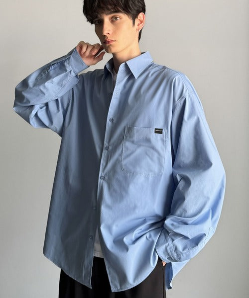 【Classical Origin】ゆとりを着る。ネーム付き胸ポケットビッグシャツ（長袖）/Brand name & chest pocket long sleeved big shirt ao1110147