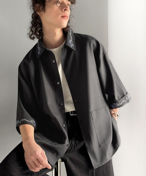 「魅せる服。」刺繍使いシャツジャケット/Embroidery Design Shirt Jacket co1010042
