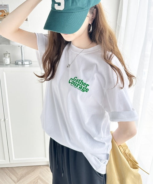 大人カジュアル。綿100％ワンポイントロゴTシャツ mo1310041