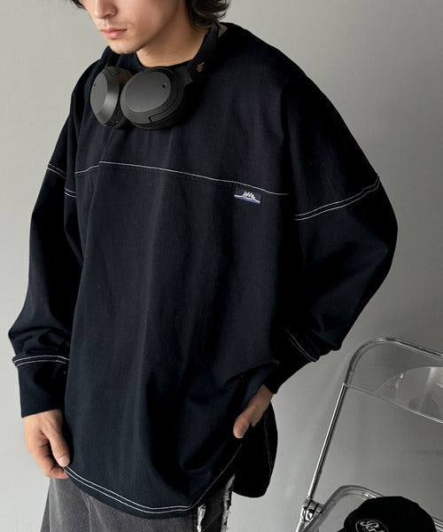 《Javaジャバコラボ》胸元javaネーム綿100%長袖フットボールTシャツ jm1050131