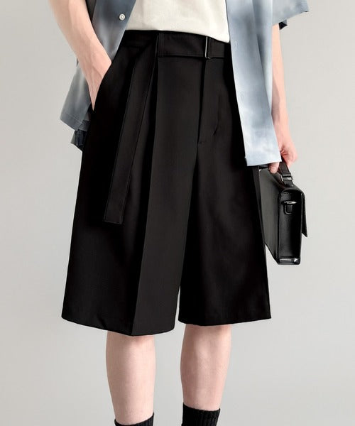 「涼やか上品。」ベルト付きルーズシルエットショートスラックス／Belted Design Loose Silhouette Short Slacks co1150020
