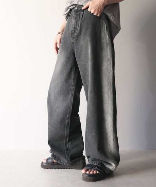 《Javaジャバコラボ》ゆるっと穿きこなす。サイドブリーチワイドデニムパンツ jm1209016