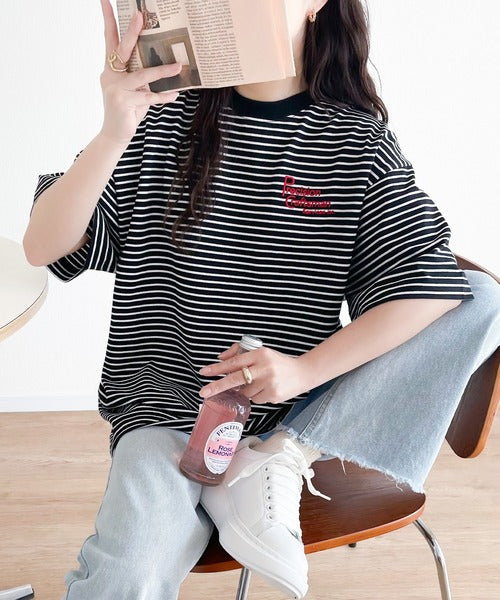 大人の上級カジュアル。綿100％ワンポイント刺繍ロゴTシャツ ce1050183