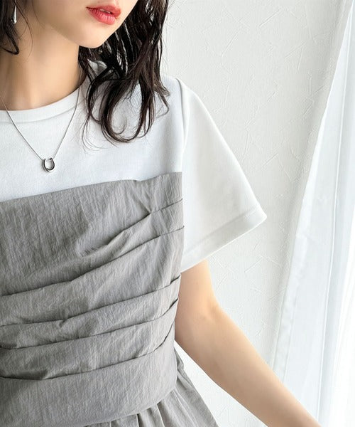 簡単おしゃれが叶う。Tシャツ×ビスチェドッキング半袖トップス ce1260345