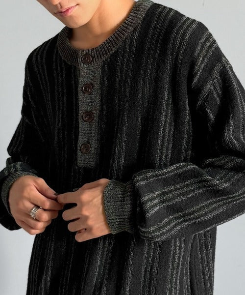【Classical origin】ヘンリーストライプニット／Henley Striped Knit ao1020315