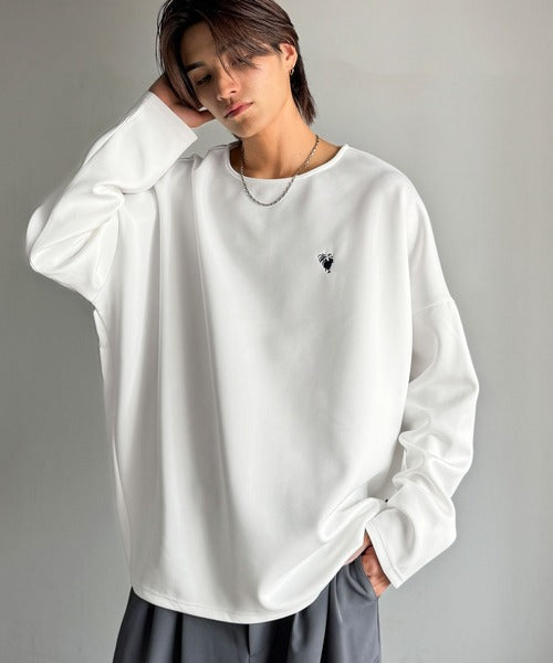 【Classical Origin】「洗練モードな一枚」。Double-Knit Fabric Thumb Hole Dolman T-Shirt／ダンボール素材サムホール付きドルマンTシャツ（長袖） co1010031