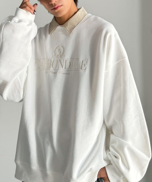 【Classical Origin】刺繍カレッジロゴ裏起毛スウェット／Embroidered College Logo Fleece Sweatshirt ao1330040