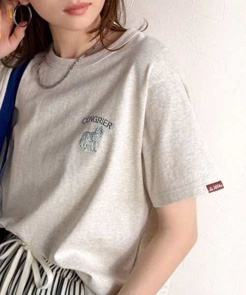 《JaVa ジャバコラボ》大人の遊び心をプラス。綿100％オオカミ刺繍Tシャツ（半袖） jv1330074