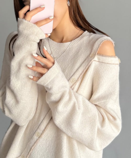 【mily bilet】秋冬もヘルシーに肌見せ！ふわもち肩見せ斜め切り替え２WAYニットプルオーバー mi1029161