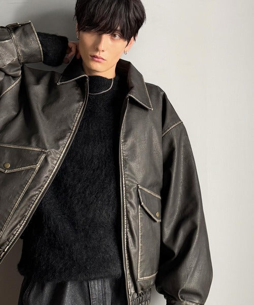 【Classical Origin】「Sランクアイテム。」ヴィンテージレザー中綿入りブルゾン／Vintage Leather Padded Blouson co1320001