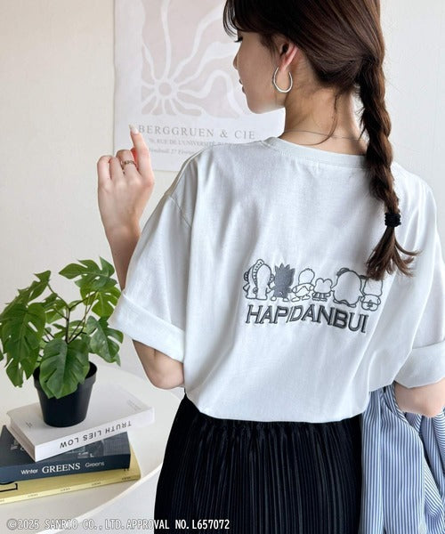 【Sanrio characters/サンリオキャラクターズ】人気キャラ大集合！はぴだんぶいバック刺繍ビッグTシャツ(半袖) ce1350004
