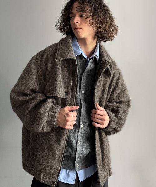 シャギーファー素材2way襟デザインブルゾン／Shaggy Fur 2-Way Collar Design Blouson co1150082