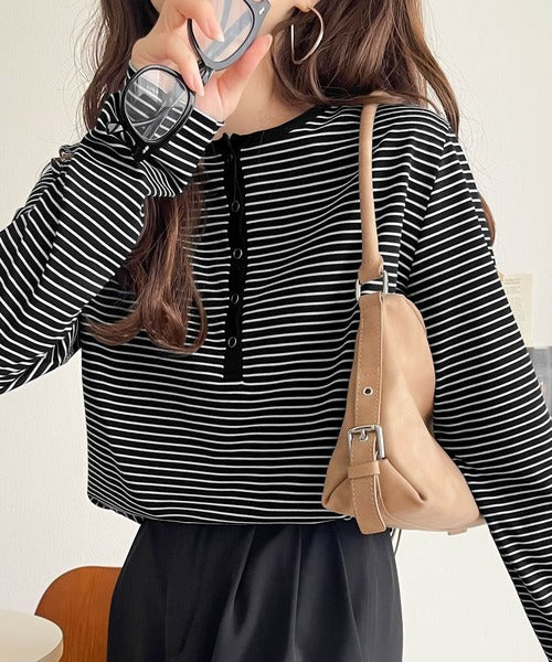 シンプルだからこそ、こだわりたい。シルケット加工ドット釦ヘンリーTシャツ（長袖） ce1020314