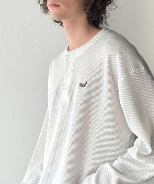 【Classical Origin】「リラックス感、こなれ感。」ピグメント加工サーマルヘンリーネックTシャツ（長袖）/Pigment-Dyed Thermal Henley T-Shirt co1150051