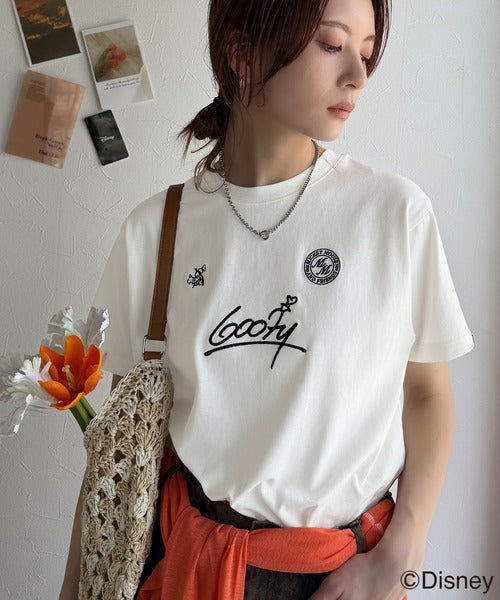 大人女子必見！　綿100％「ディズニー」サイン風刺繍Tシャツ（半袖） ce1330037