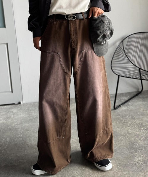 【Classical Origin】「無骨さを纏う。」綿100％ダック素材ダブルニーデザインパンツ／Duck Fabric Double Knee Detail Pants co1150058