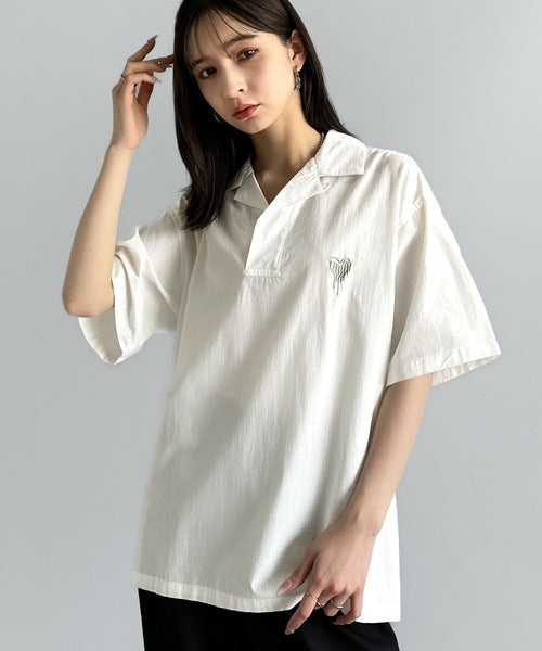 Cotton100%  Ripstop Open Collar Pullover Shirt／コットン100％リップストップ素材オープンカラープルオーバーシャツ co1150012