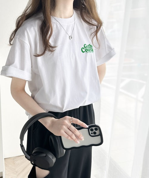 大人カジュアル。綿100％ワンポイントロゴTシャツ mo1310041