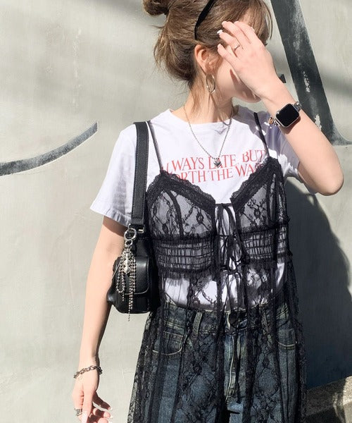 【mily bilet】トレンド満載大人ガーリー。レース使いシアーキャミワンピース mi1139072