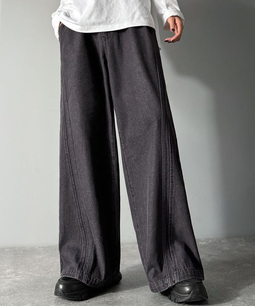 【Classical Origin】「二度見される。」サイドダブルカーブラインデニムパンツ／Side Double Curve Line Denim Pants co0900002