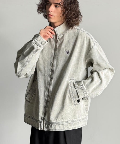 【Classical Origin】Vintage-Washed High-Neck Denim Jacket／ヴィンテージ加工ハイネックデニムジャケット co1010029