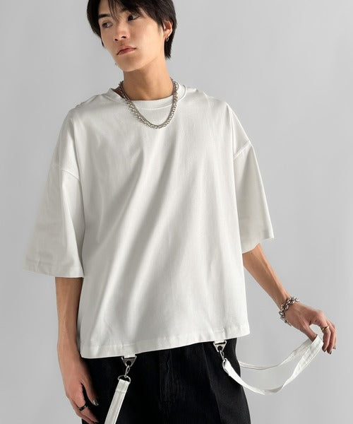 Belt Design Transformable Cropped T-Shirt／脱着式ベルトデザインショート丈Tシャツ co1150015