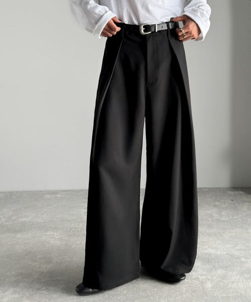 【Classical Origin】「袴型立体シルエット。」インタックワイドフレアスラックス／In-Tuck Design Wide Flared Pants co1150055