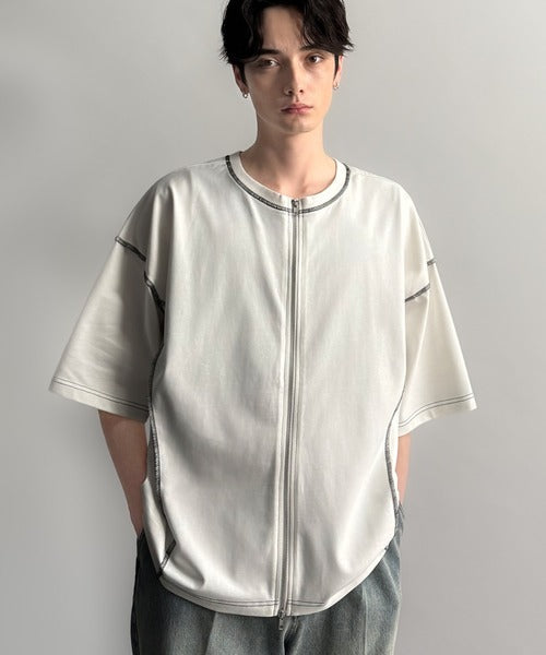 【Classical Origin】「1枚でも羽織でも。」インサイドアウト仕様2wayダブルジップTシャツ／Inside-Out Oversized Double-Zip 2way T-Shirt co1150018