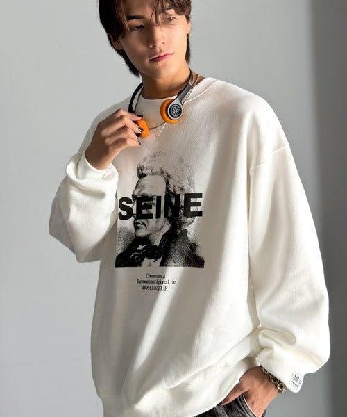 【Classical Origin】肖像画裏起毛スウェット／Face Art Fleece Sweatshirt ao1330042
