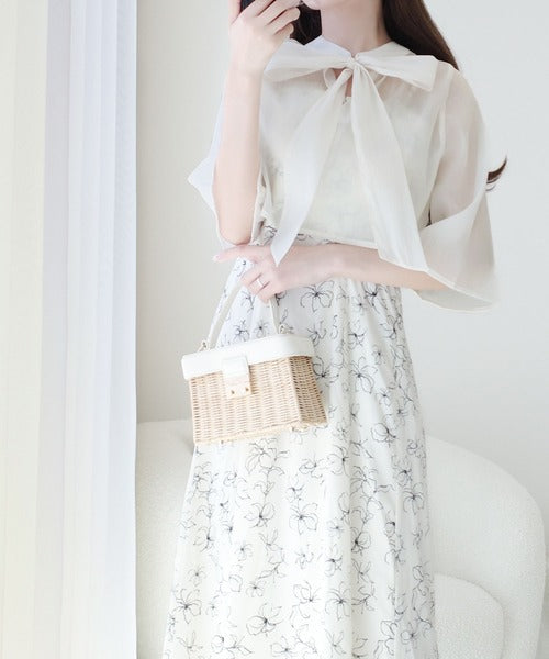 【mily bilet】透け感コーデ でつくる、映えガーリー。前後2WAY花柄シアーボレロセットアップキャミワンピース mi1139082