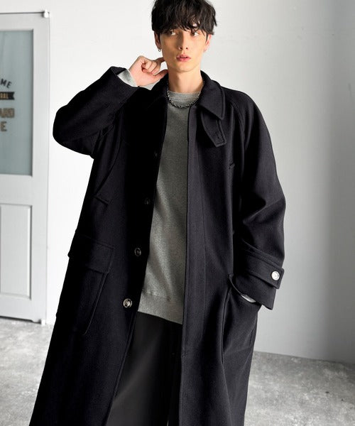 【Classical Origin】「上品さ、極まる」。ロング丈比翼2way衿ステンカラーコート／Long-length concealed 2way bal collar coat ao1265006