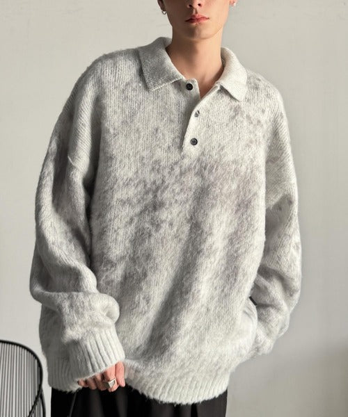 【Classical Origin】「まるで毛布。」モヘアライクシャギー素材ニットポロシャツ／Mohair-Like Shaggy Knit Polo Shirt co0780004