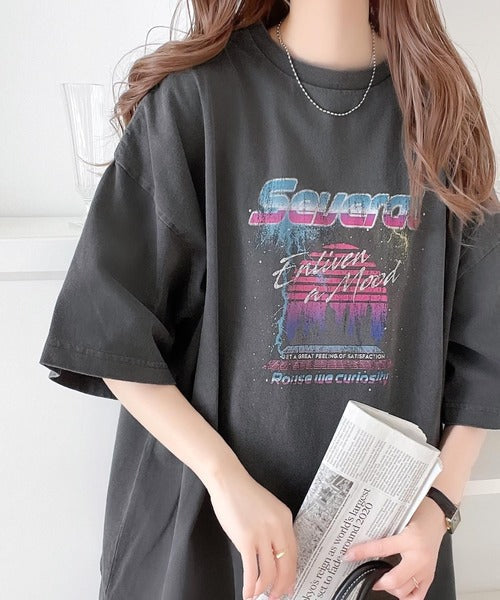 《Javaジャバコラボ》ゆるっとカジュアルに着こなす。綿100%ピグメント加工グラフィックプリントTシャツ＆ロンT(半袖)(長袖) jv1050148