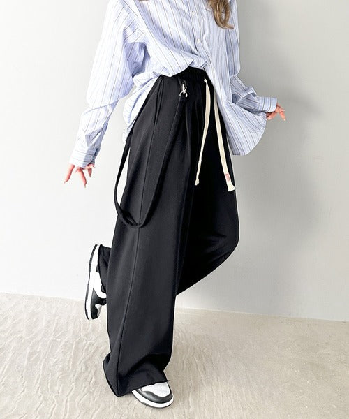 《JAVA ジャバコラボ》ワンランク上の着こなし叶う。サスペンダー付裏毛2タックワイドパンツ（セットアップ可能） jv1260216