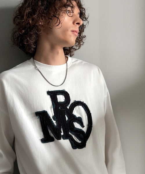 【Classical Origin】「一軍確定。」フリンジパッチワーク使いリラックスTシャツ／Fringe and Patchwork Relaxed T-Shirt co1320004