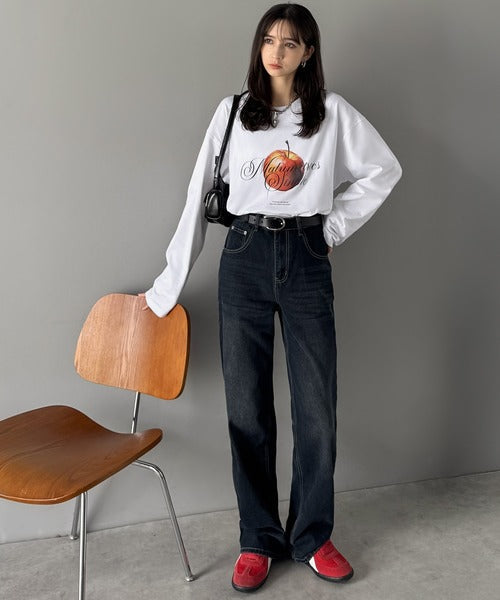 《JaVaジャバコラボ》綿100% フレッシュに、スタイリッシュに。アップルメッセージTシャツ（長袖） jo1150069