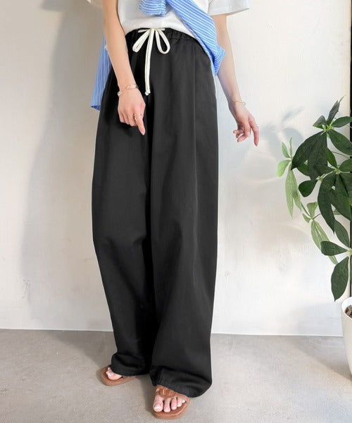 《JaVaジャバコラボ》穿くだけで“こなれる”。ヒッコリータックデザインボリュームパンツ(ストライプ＆無地) jv1015099
