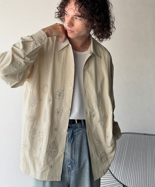 【Classical Origin】刺繍で魅せる存在感。オリジン刺繍キャンプカラーシャツ／Origin Embroidered Camp Collar Shirt co1150053