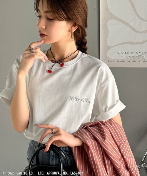 【Sanrio characters/サンリオキャラクターズ】大人可愛い推しアピール♪シルエット箔プリントTシャツ（半袖） ce1350005