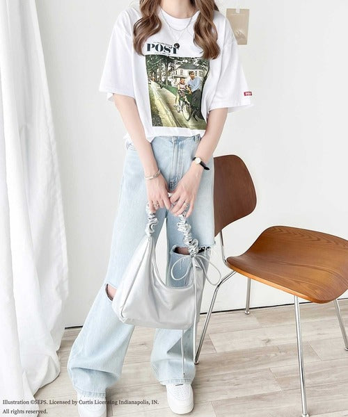 『THE SATURDAY EVENING POST』×クラシカルエルフ 別注グラフィックTシャツ【Bike Riding Lesson】 ce1260283
